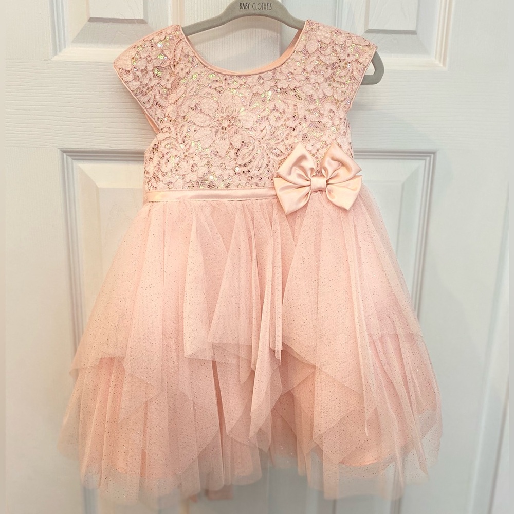 Elegant Pink Lace Kids Dress
